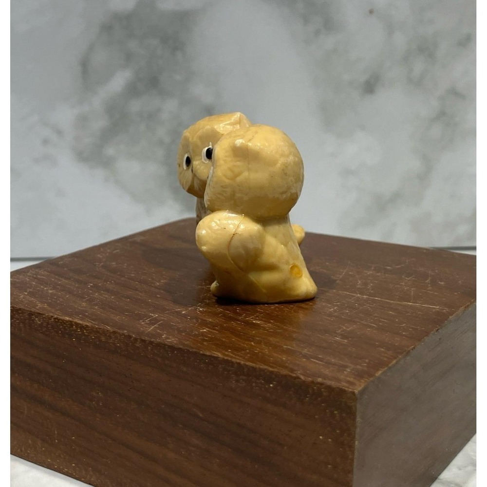 Vintage Side Eye Owl Couple Hong Kong Kitsch Hard Plastic Tan Mini Owl Figurine - Picture 14 of 16